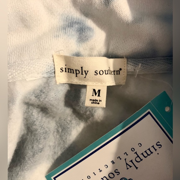 NWT SIMPLY SOUTHERN DAISY BLUE & WHITE TIE DYE PULLOVER LONG SLEEVE JACKET - Picture 5 of 6